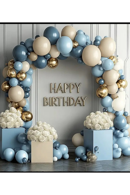 Deep Ocean Glass Blue Sea Sand Gold Chrome Balloon Chain Set of 100