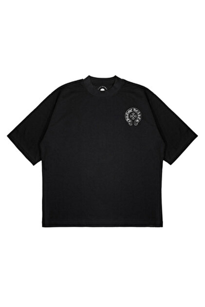TRAGEDY Unisex Oversize Chrome Hearts Baskılı Boxy Fit Kalın