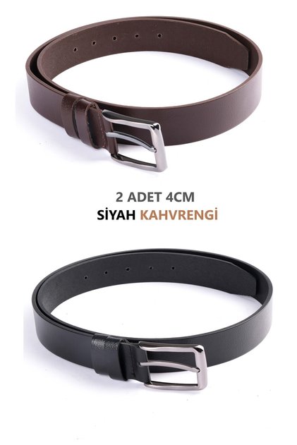 2-Piece Genuine Buffalo Leather Men's Belt 4cm Jeans/Classic