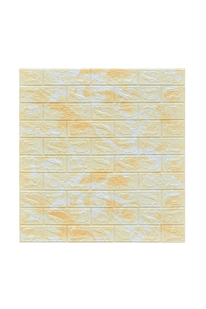 Set 10 Placi Tapet 3D, Flippy, 70 x 77 cm, Grosime 3 mm, din Polietilena, Model Caramida, Suprafata acoperita 5.3 mp, Marmura Galbena