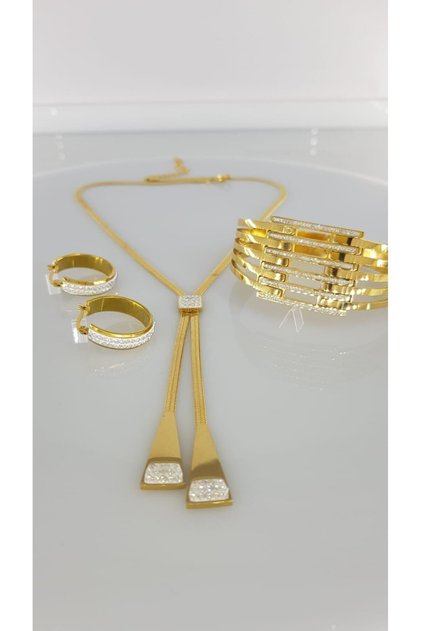 Kraliçe Gold Çelik Takı Seti 350 14 Şubat Sevgiliye Hediye