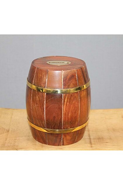 Wooden Small Barrel Piggy Bank with Brass Churn 12X10 Sizes