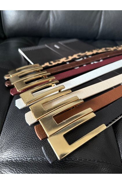 Design Gold Buckle Thin Women's Belt, Coat Belt, Shirt Belt, Dress Belt