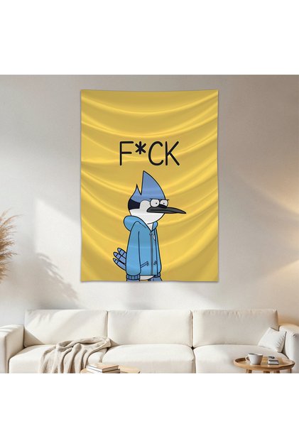 Regular Show Wall Cloth Wall Tapestry First Quality Satin Fabric Poster