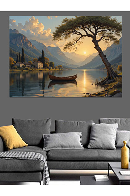 柳の木と蛍の油彩画 額付き（89×69cm）インテリアにおすすめ KanvasSepeti Kökleri Güçlü Zeytin Ağacı Yağlı boya Dokulu Yüksek