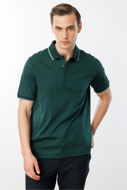 Men's Polo Neck Mercerized T-Shirt N.Green