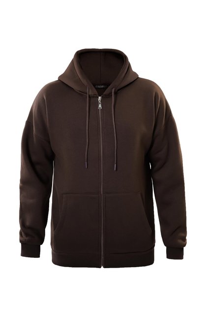 Unisex Oversize Zippered Hooded Sweatshirt – Brown