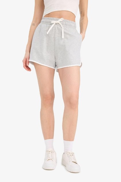 Coool Regular Fit Flexible Waist Lace-Up Thick Fabric Mini Shorts A6224Ax25Sm