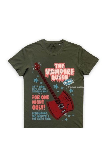 The Wampire Queen Khaki Color Pre-Printed Oversize T-Shirt -Mingalondon