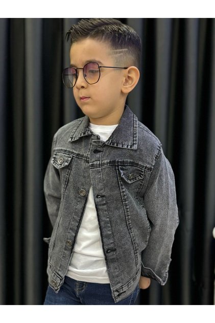 Double Pocket Buttoned Denim Boy's Jacket