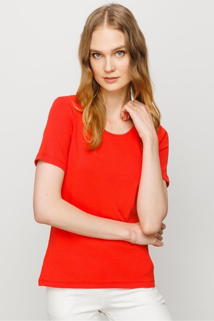 Women's Crew Neck Short Sleeve Cotton Camisole T-shirt Orange