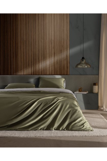 Dennie Bettwäsche-Set, Familiengröße, 100 % Baumwolle, bedruckter Satin, Khaki