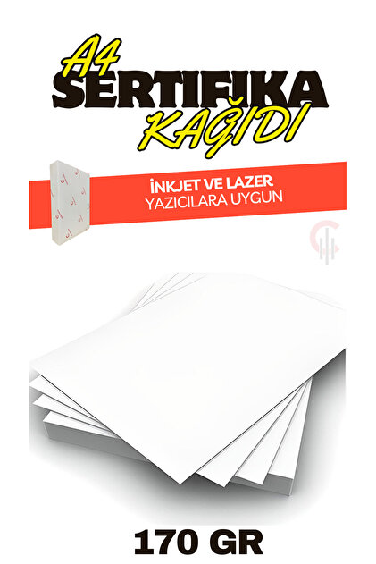 A4 Sertifika Kağıdı Kalın Kartuşlu Mürekkepli Tüm Yazıcılara Uygun 100 Adet 160 gr