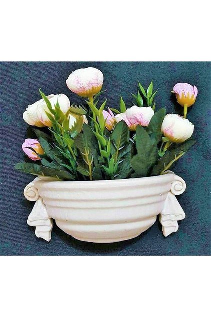 Kurdele Dekorlu Yarım Saksı Silikon Kalıp K-623, Polyester Reçine Taş Tozu Alçı Kalıbı
