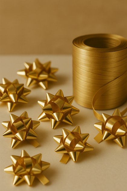 Gold Adhesive Raffia 12 Pcs Bow Raffia Star Self Adhesive Star