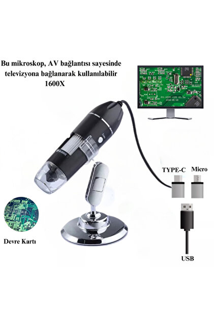 MultiZone 1600x Zoom 2MP USB Dijital Mikroskop 8 LED Işıklı Cilt