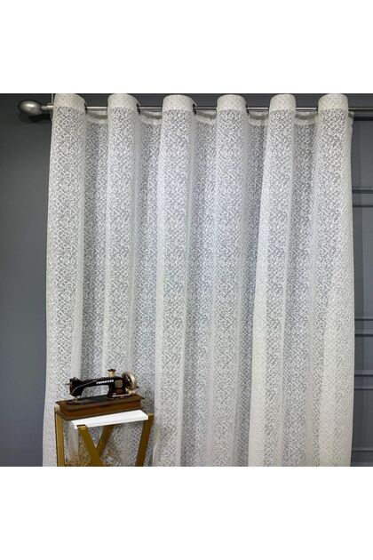 Ecru Illusion Rustic Eyelet Sheer Curtain