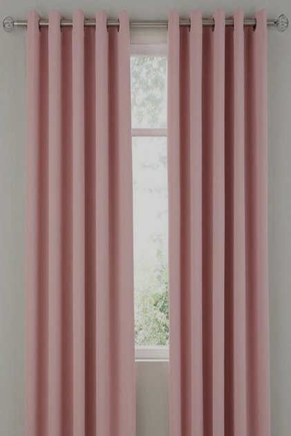 Pink Rustic Curtain with Eyelet Ring Pipe Ring Decoration Curtain