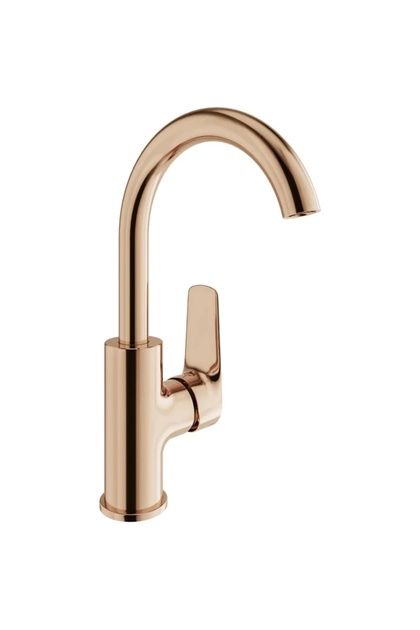 Bathroom Tandem Swivel Spout Sink Mixer Rose Gold