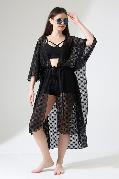 Front Tie Long Lace Beach Dress Pareo