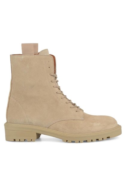 Suede Beige Leather Women's Army Boots