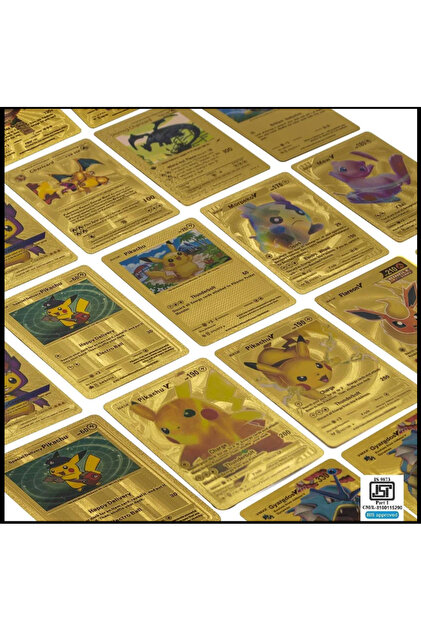 Shopiole Pokemon Go Gold Color Non-Crushable/Unbreakable Premium Quality 25  Pieces Pokemon Cards Set- Trendyol