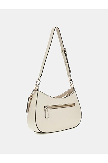 Guess NOELLE TOP ZIP SHOULDER BAG Kadın Ekru Omuz Çantası