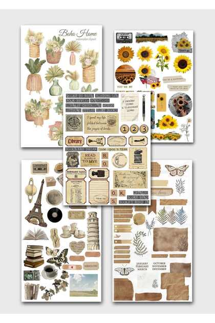 One Little Happiness 10'lu Vintage Sticker Planner Ajanda Bullet