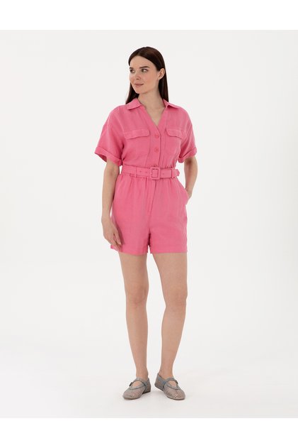 Pink Linen Jumpsuit 50301204-Vr041
