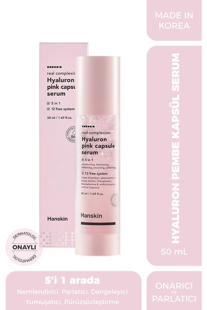 Hyaluron Pink Capsule Serum-pembe Yağ Kapsüllü Serum-(NEMLENDİRİR,PÜRÜZSÜZLEŞTİRİR) [50 ml ]
