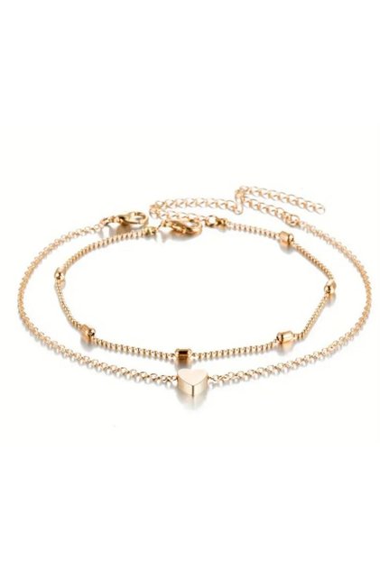 Heart Figured Two-Layer Anklet
