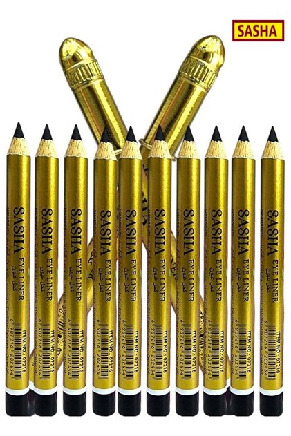 Sasha Black Small Eyeliner Pencil, Old Eyeliner, 12 Pieces