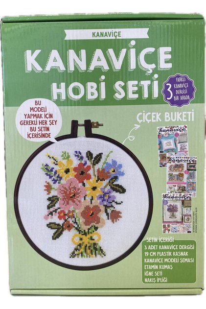 Kanaviçe Dergi 3 Farklı Sayı Ve Kanaviçe Nakış Kiti Çiçek Buketi Hobi Seti Tüm Malzemeler İle