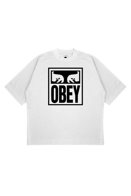 Унисекс овърсайз тениска с принт Obey, с широка кройка и плътна материя (240 g/m²)
