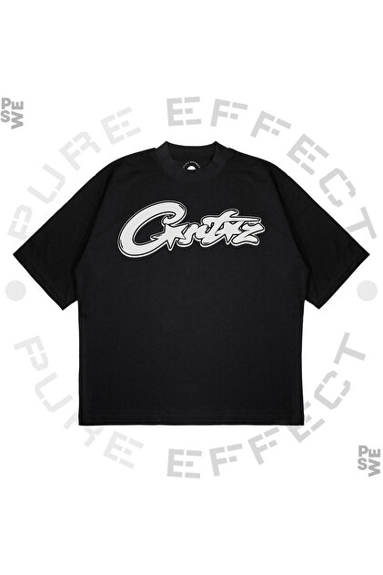 PURE EFFECT Unisex Oversize Chrome Hearts Baskili Baskılı Boxy Fit