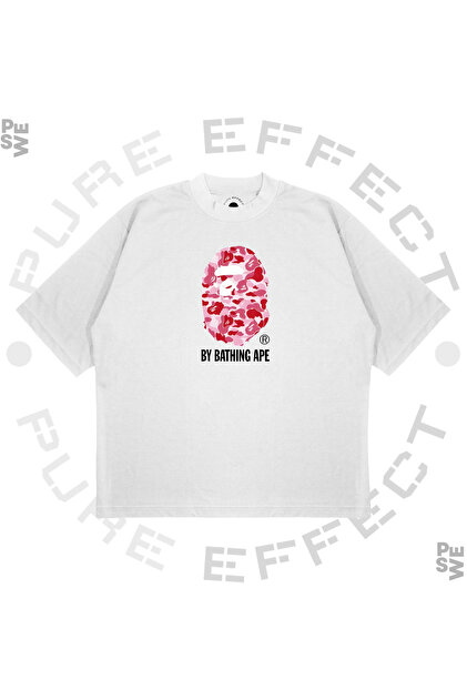 ape tシャツ PURE EFFECT Unisex Oversize A Bathıng Ape Kıss Baskılı Boxy Fit