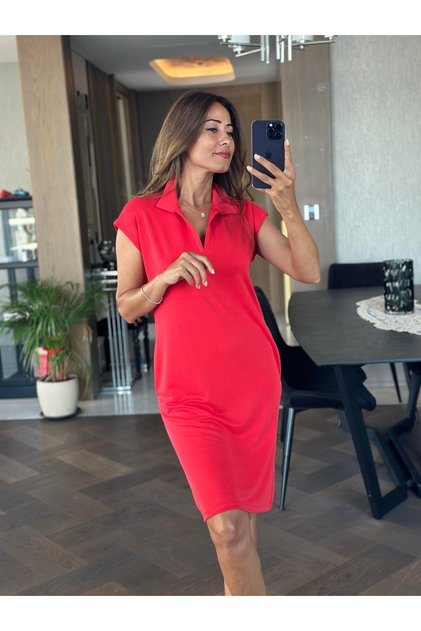 Women's Penny Polo Collar Dress with Pockets - Soft Modal Fabric
