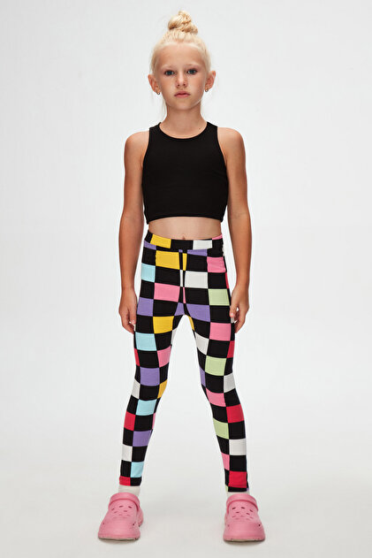 Op Art Chechers Girls' Patterned Summer Leggings