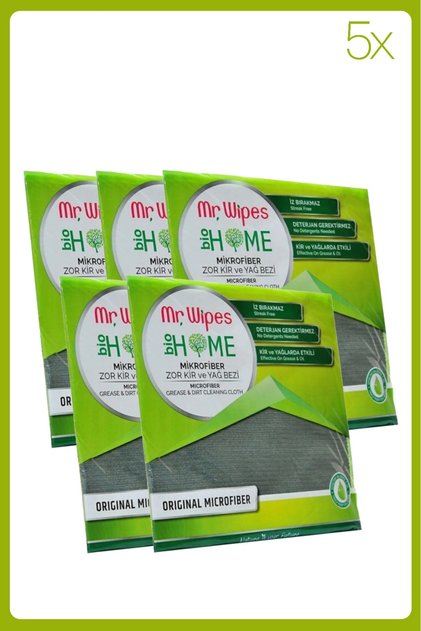 Mr Wipes Microfiber Difficult Dirt and Oil Cloth 40X40Cm 5 Pieces