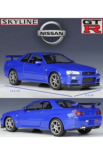 OYUNCAKSAHİLİ Nissan Skyline Gtr R34 RS 1.35 Diecast Metal Araba