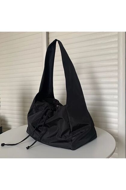 Su Geçirmez Tote Bag / Çapraz Kullanıma Uygun Siyah Okul Omuz Çantası (50*30)