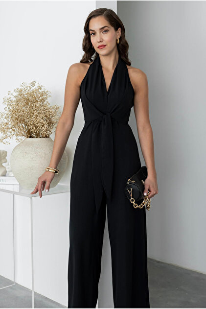 Afiş Butik Siyah Önden Bağlamalı Tulum - Fiyatı, Yorumları