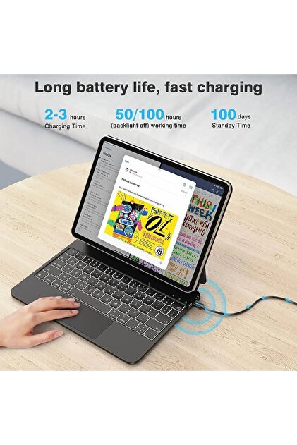 Yesido Apple İpad Pro 12.9 5. Nesil 6. Nesil Klavye Magic Keyboard