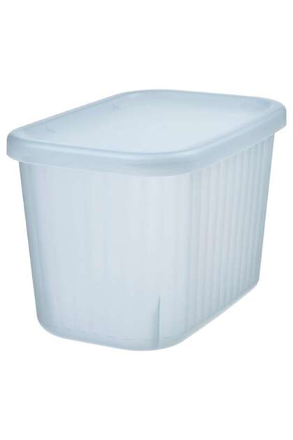 RYKTA Storage box with lid, transparent grey-blue, 12 x 18 x 12 cm/1.5 l