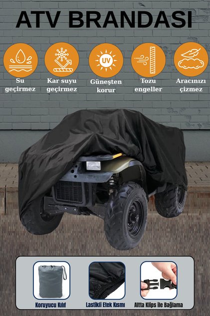 Black Atv Tarpaulin, XL Size, Protection Cover, Protects from Sun, Waterproof, Durable