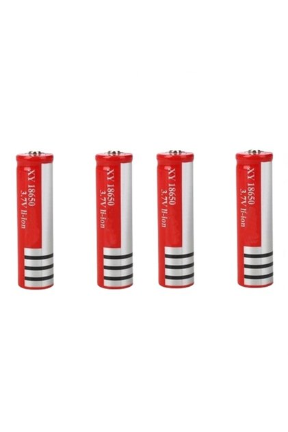 Set de 4 baterii reîncărcabile Li-ion, 6800 mAh, 3.7 V, GH 18650 roșii