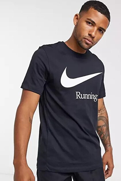 Nike Dri-Fit Running Dry Run Chest Logo Men's Black T-Shirt- Trendyol