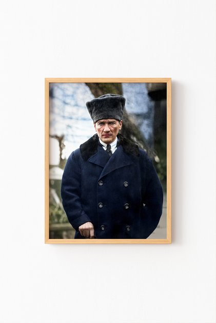 Ataturk Portrait - Wooden Patterned Frame