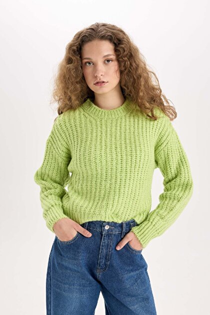 MANAOLA トップス Defacto Coool Oversize Geniş Kalıp Bisiklet Yaka Triko Kazak