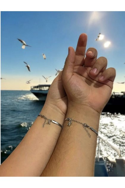 Tarnish Free Italian Steel 2 Pcs Letter Bracelet, Lover Bracelet, Couple Bracelet, Friend Bracelet